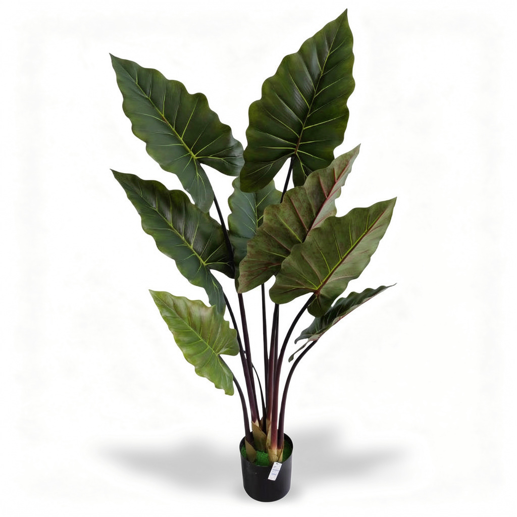 Planta artificiala decorativa cu frunze mari verzi, 130 cm
