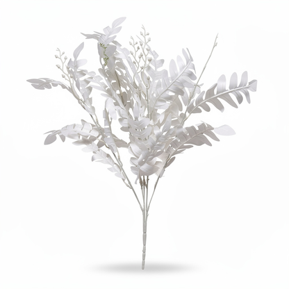 Buchet artificial cu frunze decupate, 45 cm, 6 culori, Ruyidecor - Alb
