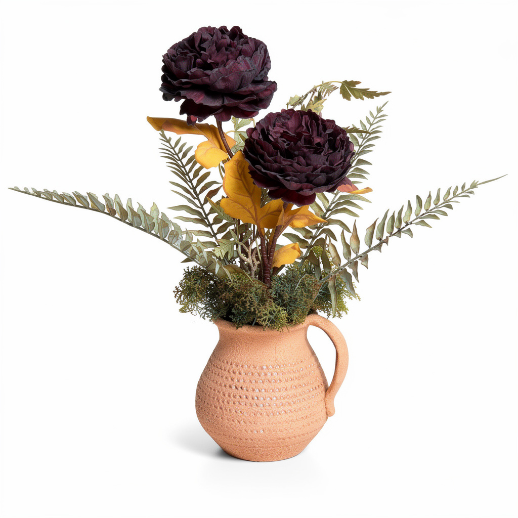 Aranjament floral decorativ artificial în vas, diverse culori, 20 x 50 cm - 2