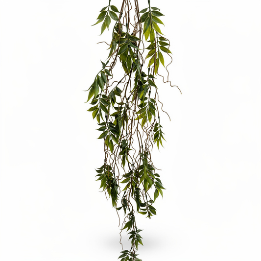 Ghirlanda artificiala cu frunze lanceolate si ramuri ondulate, 120 cm, Ruyidecor