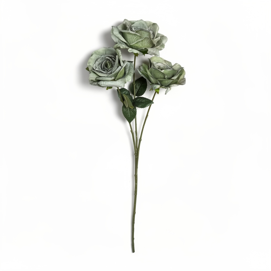 Crenguță Florală Artificială cu 3 Trandafiri 68 cm, Diverse Culori, pentru Decor Interior - 2