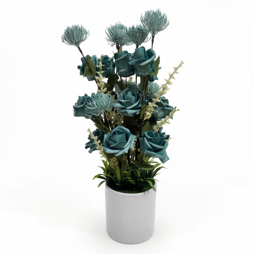 Aranjament floral decorativ în ghiveci alb, 58 cm, diverse culori - 4