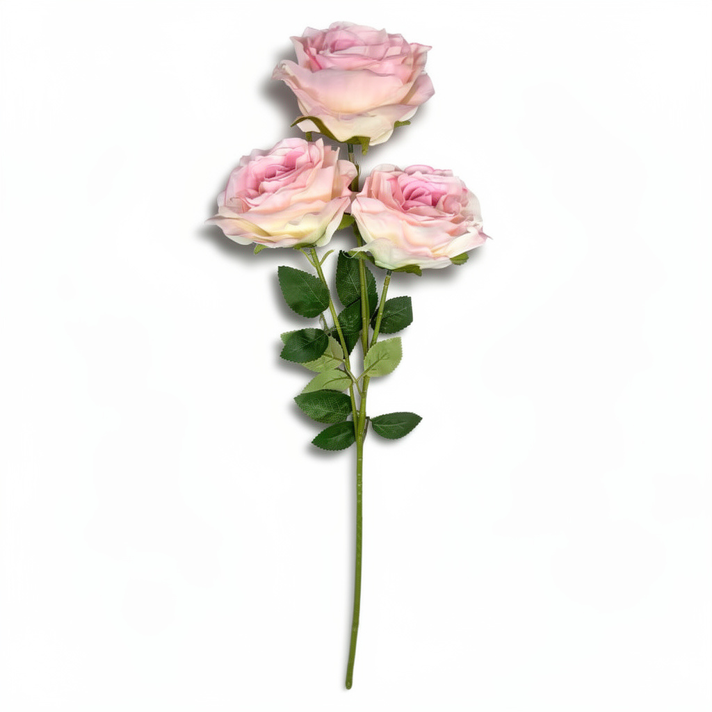 Crenguță Florală Artificială cu 3 Trandafiri 80 cm, Diverse Culori, cu Frunze Decorative, pentru Decor Interior - 5
