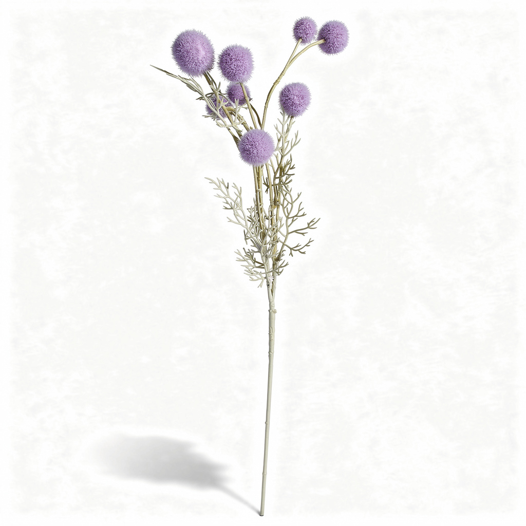 Floare Artificială Decorativă Tip Ramură cu Biluțe Pufoase, Diverse Culori, 1 buc - 1