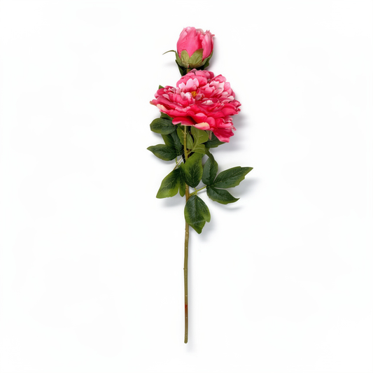 Crenguță Florală Artificială cu Bujori  85 cm, Diverse Culori, cu Frunze Decorative Verzi, pentru Decor Interior - 1