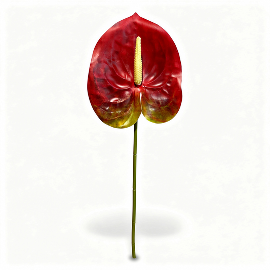 Floare anthurium artificiala cu tija, 65 cm, rosu, Ruyidecor