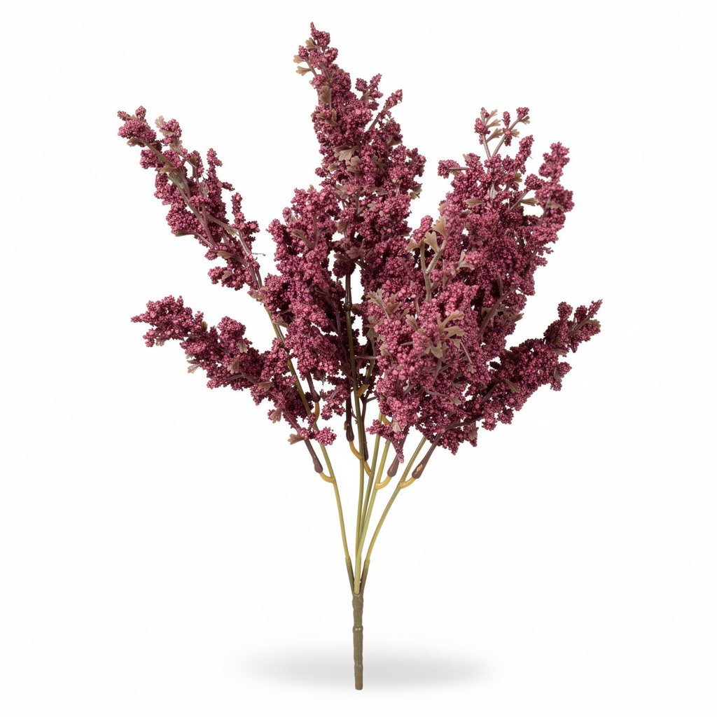 Buchet artificial decorativ cu flori fine, 35 cm, 4 culori, Ruyidecor - Bordo