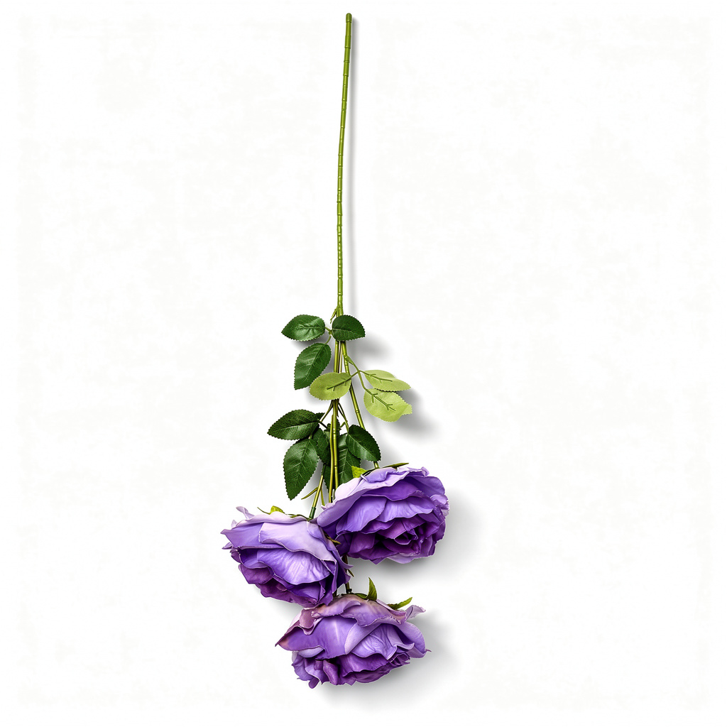 Crenguță Florală Artificială cu 3 Trandafiri 80 cm, Diverse Culori, cu Frunze Decorative, pentru Decor Interior - 6
