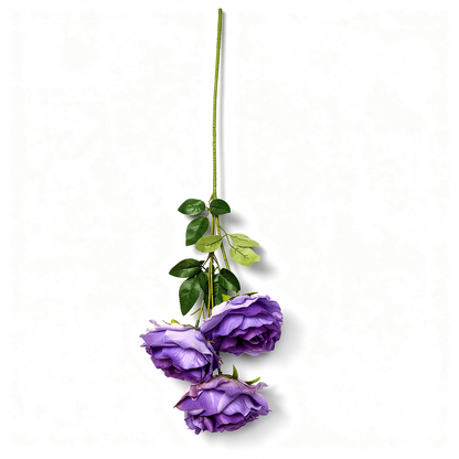 Crenguță Florală Artificială cu 3 Trandafiri 80 cm, Diverse Culori, cu Frunze Decorative, pentru Decor Interior - 6