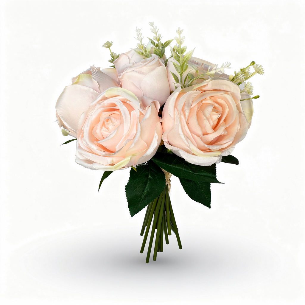 Buchet Floral Artificial cu 7 Trandafiri 55 cm, Diverse Culori, cu Frunze Decorative, pentru Decor Interior - 3