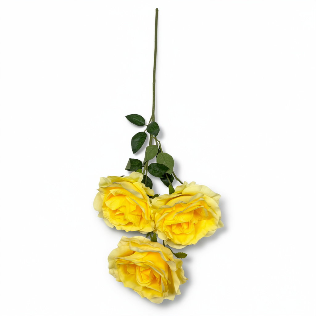 Crenguță Florală Artificială cu 3 Trandafiri 80 cm, Diverse Culori, cu Frunze Decorative, pentru Decor Interior - 7