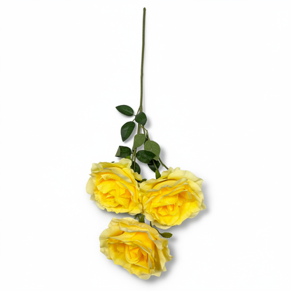 Crenguță Florală Artificială cu 3 Trandafiri 80 cm, Diverse Culori, cu Frunze Decorative, pentru Decor Interior - 7