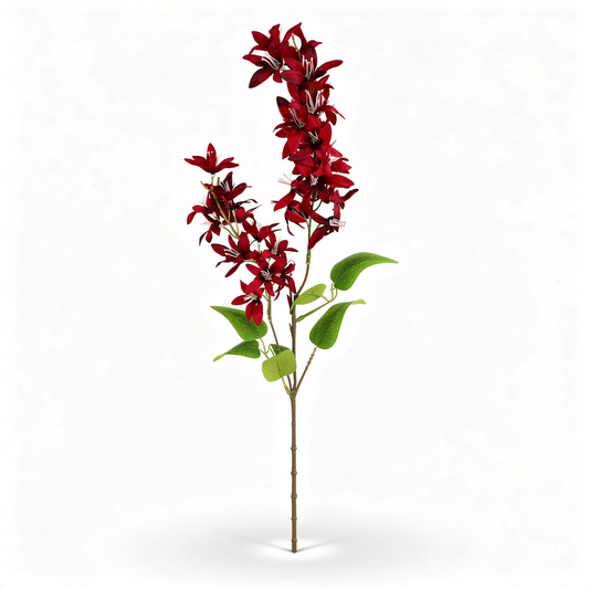 Floare orhidee artificiala cu tija, 85 cm, bordo, Ruyidecor