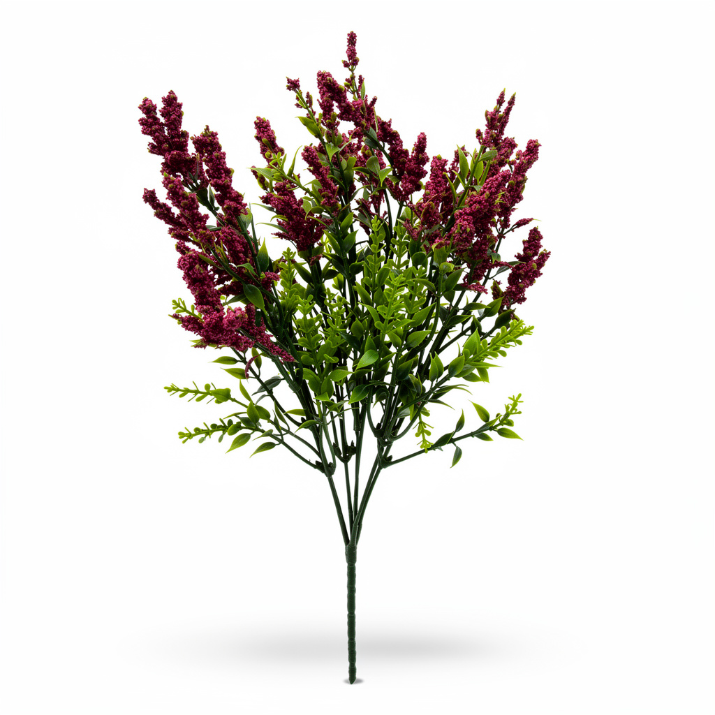 Buchet artificial cu flori mici, 30 cm, albastru, galben sau mov, Ruyidecor - Mov