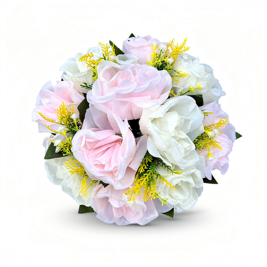 Buchet artificial cu flori decorative, 11 capete, 40 cm, diverse culori, Ruyidecor - 1