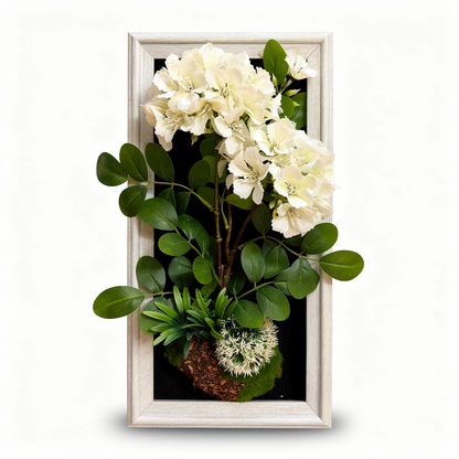 Tablou decorativ cu aranjament floral artificial mov, rama maro, 25 x 45 cm - 2