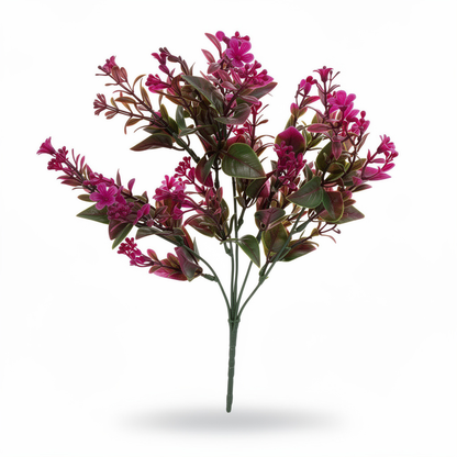 Buchet artificial cu flori ramificate, 35 cm, 3 culori, Ruyidecor - Magenta
