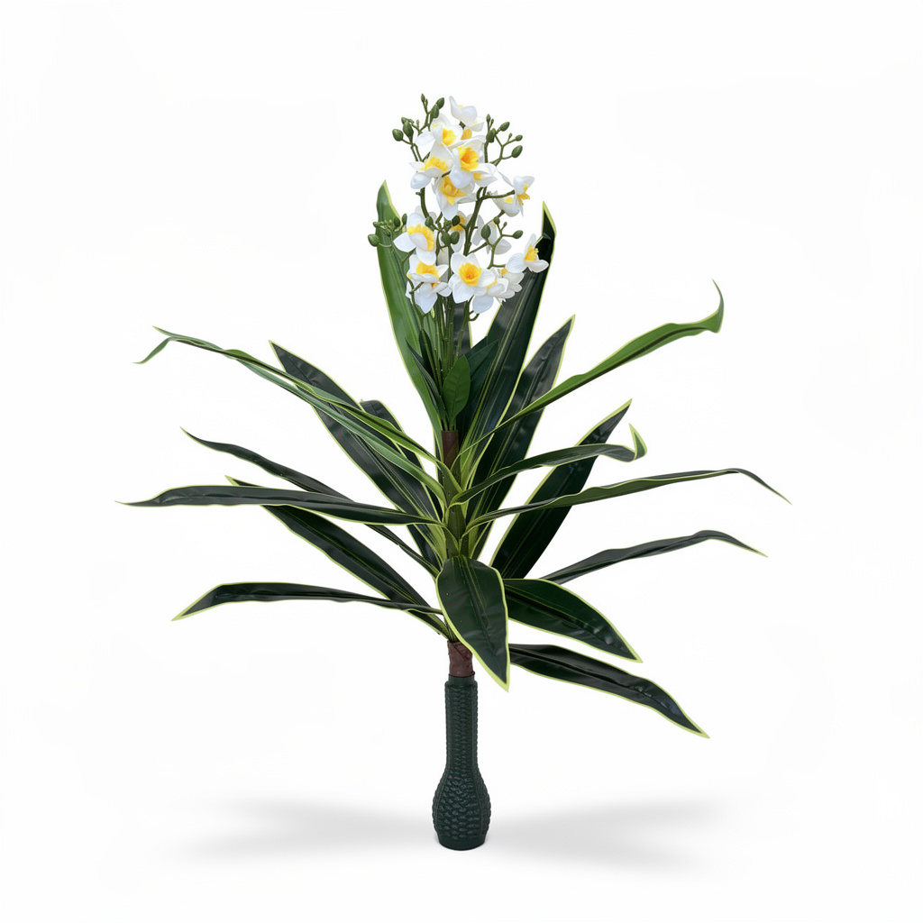 Planta artificiala decorativa cu flori, 140 cm, Ruyidecor - Alb-galben