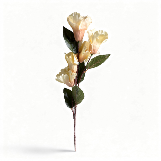 Crenguta artificiala cu flori tip clopotei, 85 cm, 3 culori, Ruyidecor - Crem