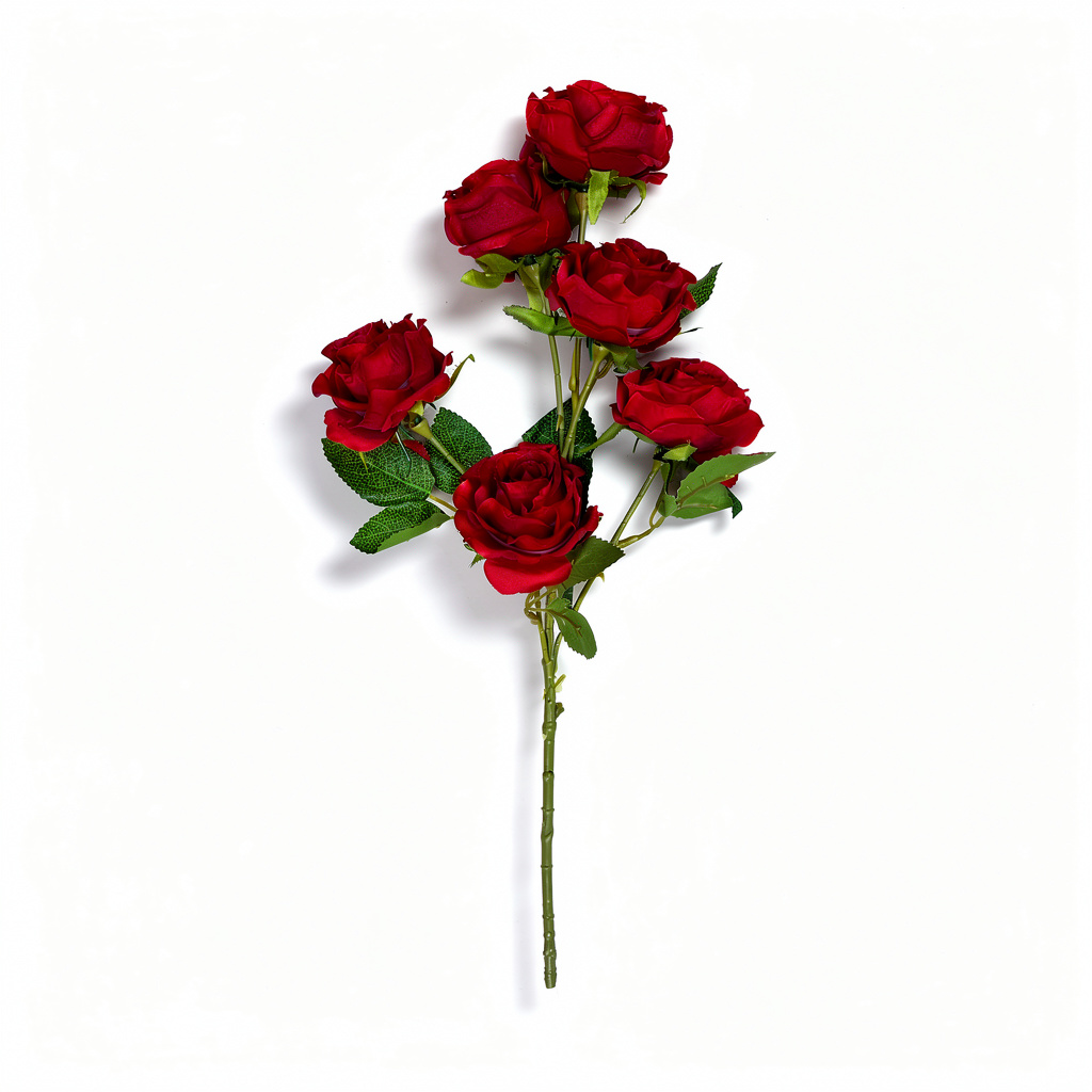 Crenguță Florală Artificială cu 6 Trandafiri 85 cm, Diverse Culori, cu Frunze Decorative Verzi, pentru Decor Interior - 3