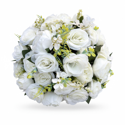 Buchet artificial cu flori și frunze decorative, 36 capete, 45 cm, Ruyidecor - 3