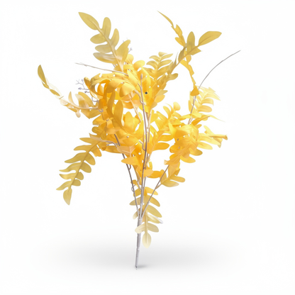 Buchet artificial cu frunze decupate, 45 cm, 6 culori, Ruyidecor - Galben