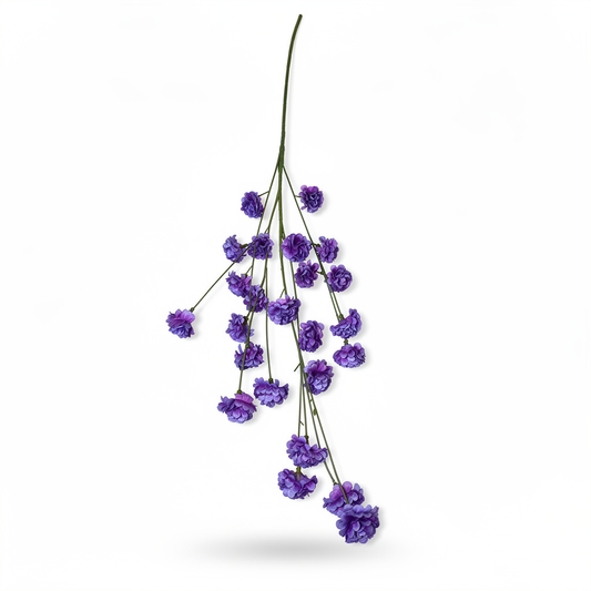 Floare artificiala cu tija, flori pompon, 75 cm, alb-crem, Ruyidecor