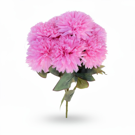 Buchet artificial cu flori tip pompon, 45 cm, roz, Ruyidecor