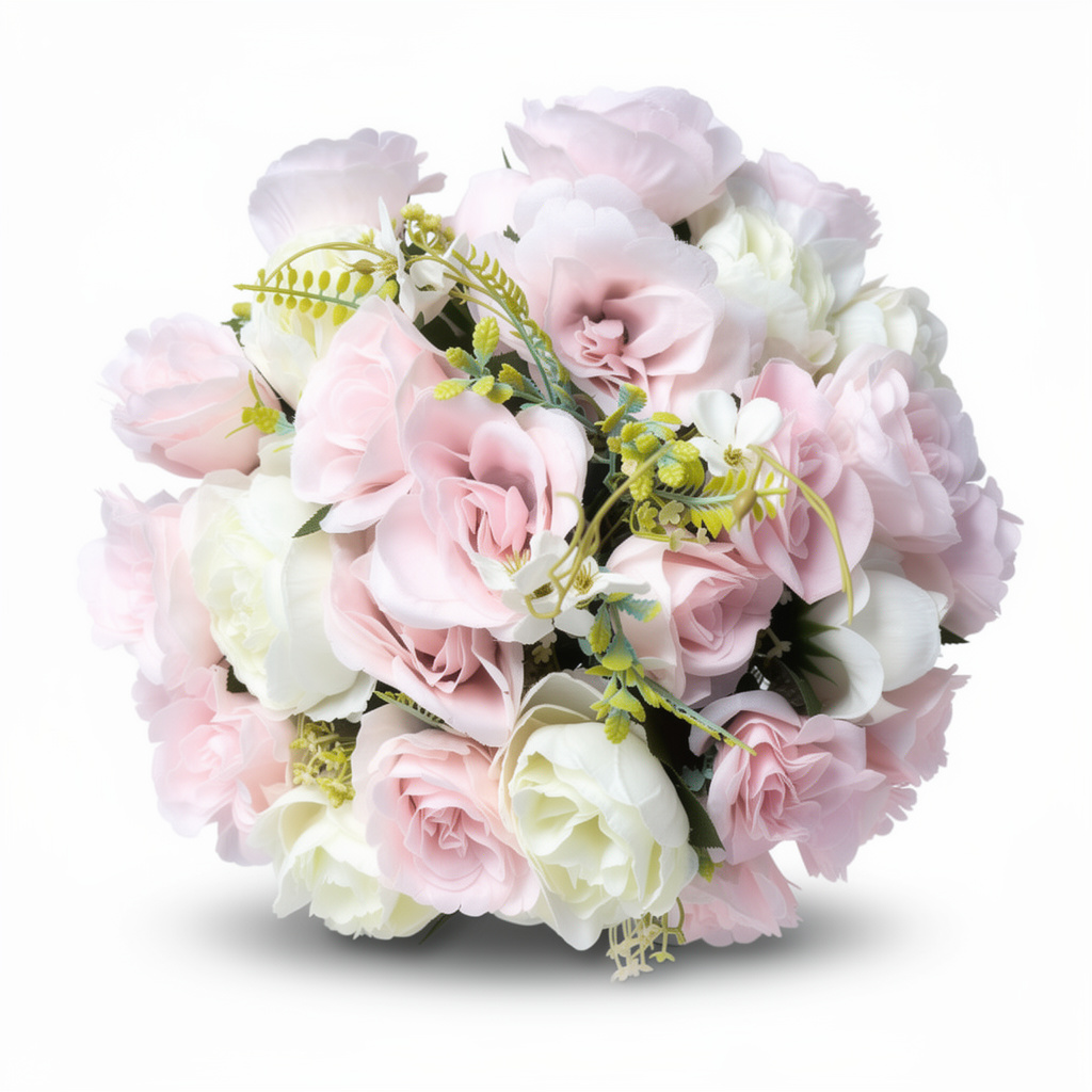 Buchet artificial cu flori și frunze decorative, 36 capete, 45 cm, Ruyidecor - 1