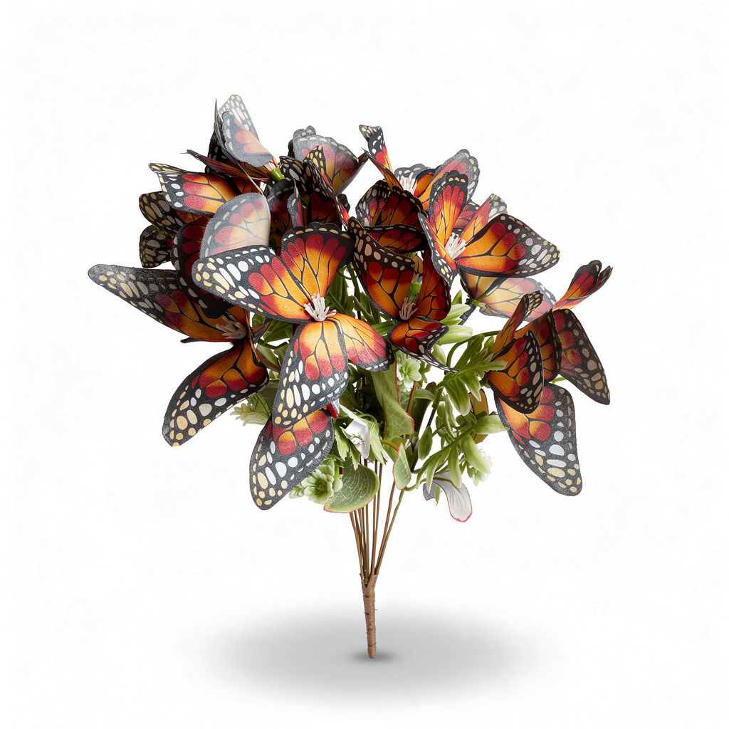 Buchet Artificial Decorativ cu Fluturi 45 cm, Diverse Culori, Design Unic și Elegant, 1 buc - 1