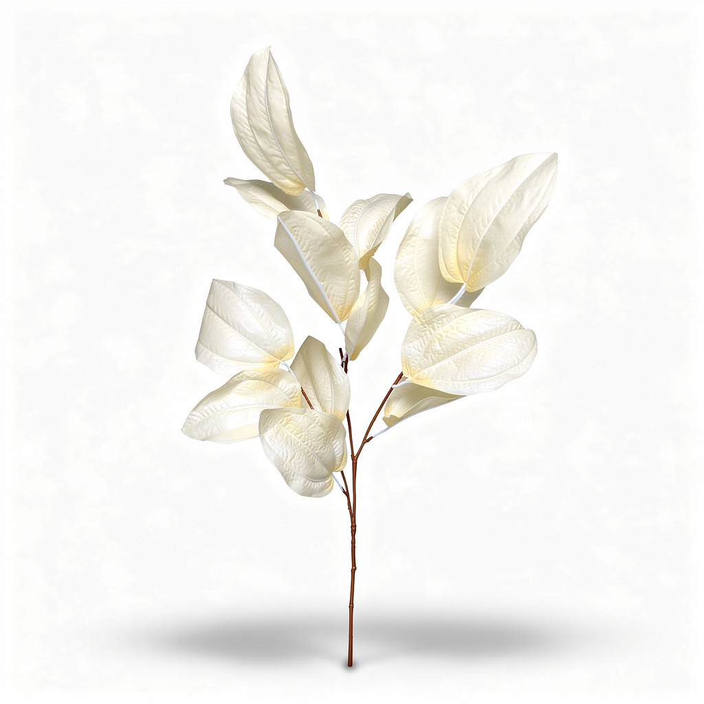 Ramură Artificială Decorativă cu Frunze Mari 70 cm, Diverse Culori, 1 buc - 1