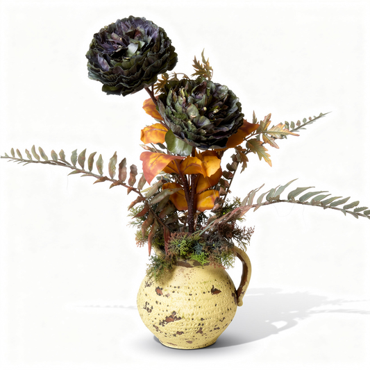 Aranjament floral decorativ artificial în vas, diverse culori, 20 x 50 cm - 1