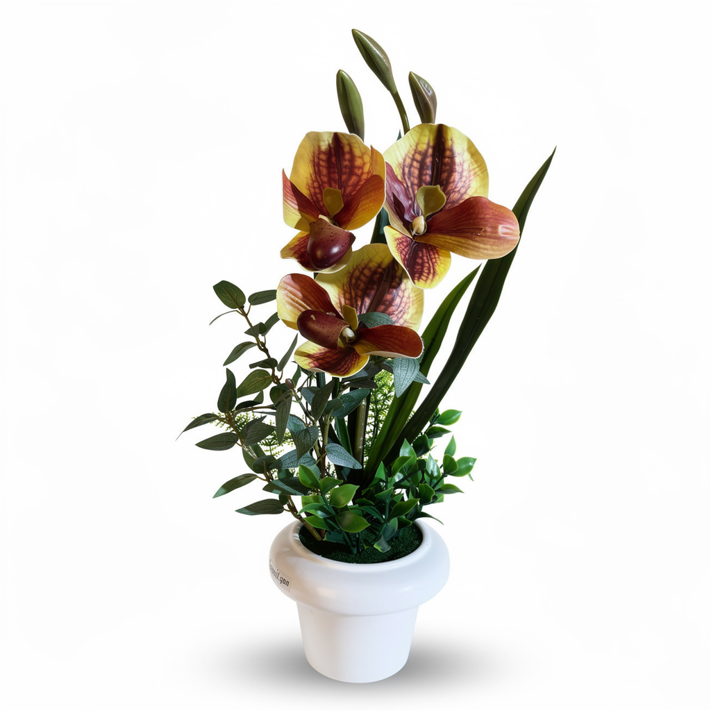 Orhidee decorativă artificială în ghiveci, 48 cm - 2