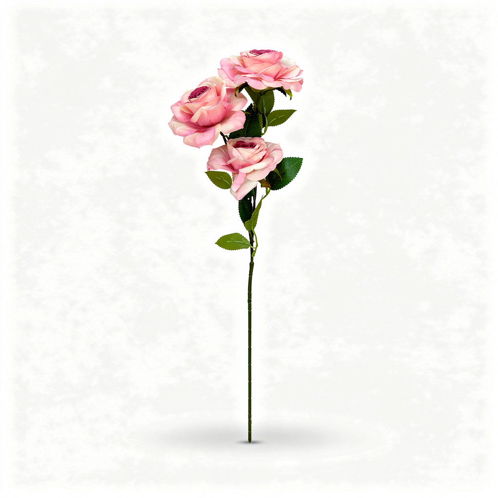 Crenguță Florală Artificială cu 3 Trandafiri 75 cm, Diverse Culori, cu Frunze Decorative, pentru Decor Interior - 4