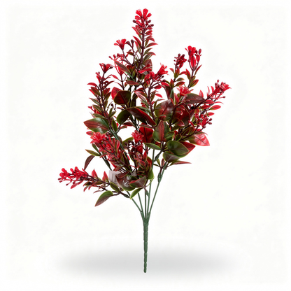 Buchet artificial cu flori ramificate, 35 cm, 3 culori, Ruyidecor - Rosu