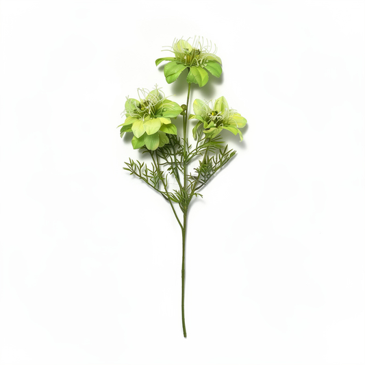 Floare pasiflora artificiala cu tija, 4 flori, 60 cm, verde, Ruyidecor