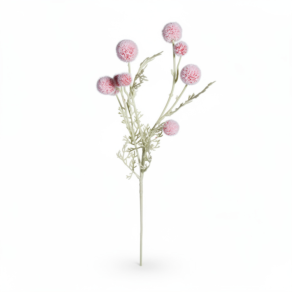 Floare Artificială Decorativă Tip Ramură cu Biluțe Pufoase, Diverse Culori, 1 buc - 4