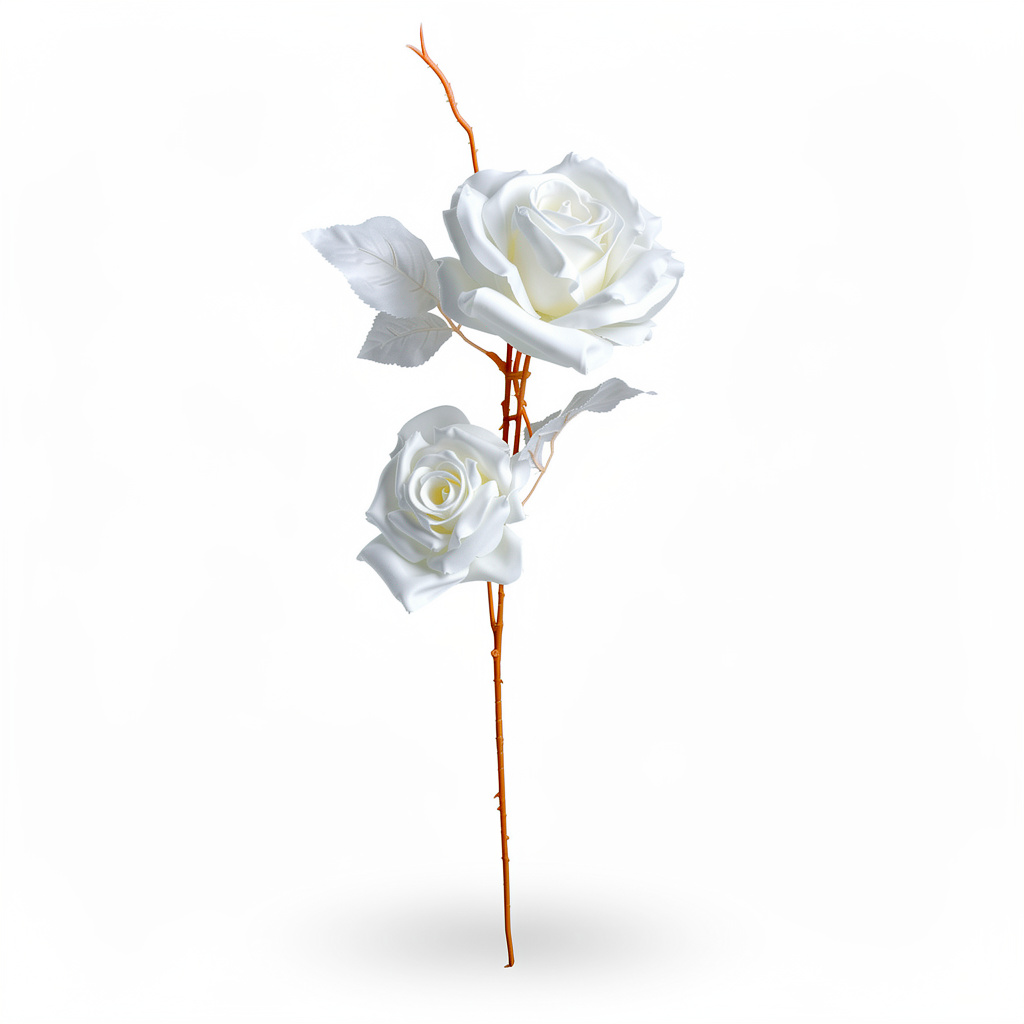 Trandafir Artificial Decorativ pe Ramură 55 cm, Diverse Culori, 1 buc - 2