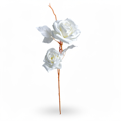 Trandafir Artificial Decorativ pe Ramură 55 cm, Diverse Culori, 1 buc - 2