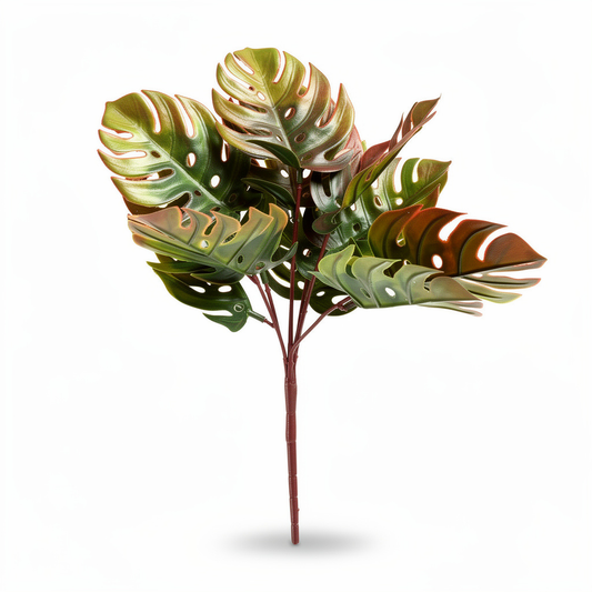 Buchet artificial Monstera, 40 cm, verde-roscat, Ruyidecor