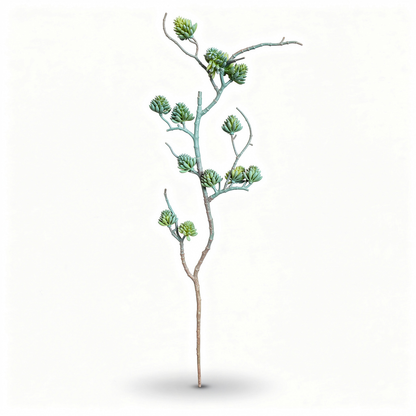 Tija artificiala decorativa cu suculente, 80 cm, 3 culori, Ruyidecor - Verde albastrui