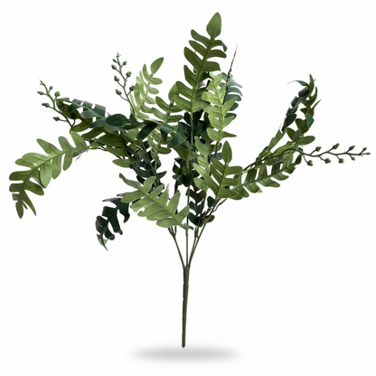 Buchet artificial cu frunze decupate, 45 cm, 6 culori, Ruyidecor - Verde mixt