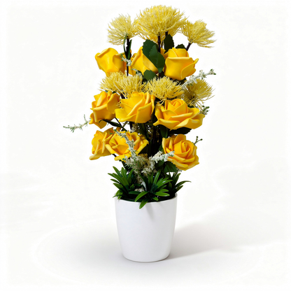 Aranjament floral decorativ în ghiveci alb, 58 cm, diverse culori - 1