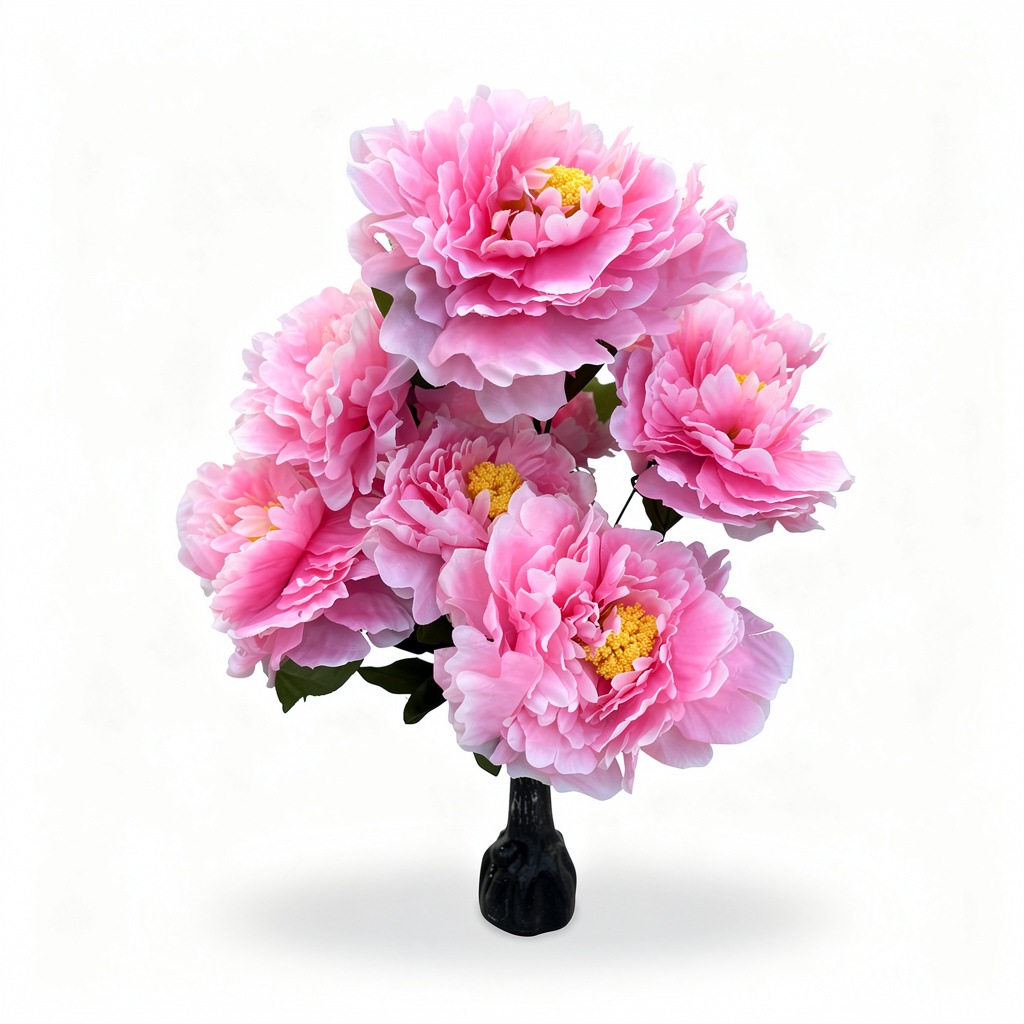 Planta bujor artificiala bogata, 85 cm, Ruyidecor - Roz pal