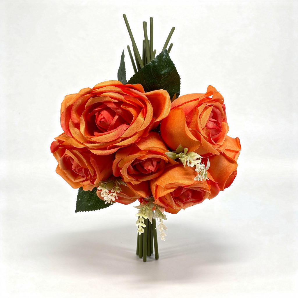 Buchet Floral Artificial cu 7 Trandafiri 55 cm, Diverse Culori, cu Frunze Decorative, pentru Decor Interior - 5