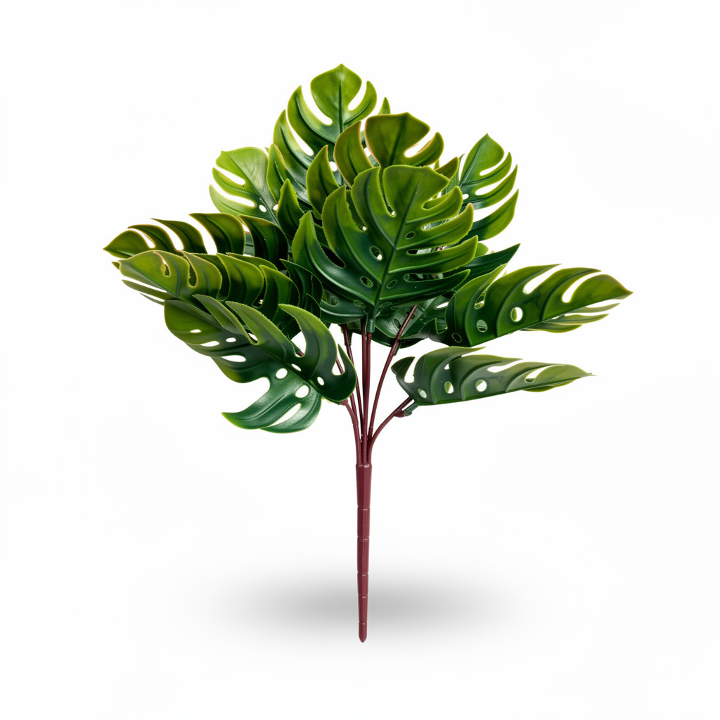 Buchet Monstera artificiala verde oliv, 40 cm, Ruyidecor