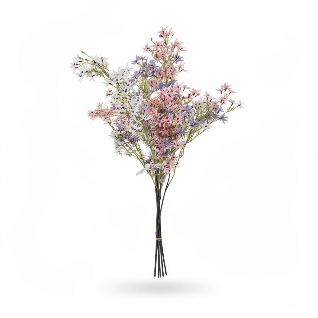 Floare Artificială Decorativă Tip Ramură cu Flori Stelate, Diverse Culori, 1 buc - 1
