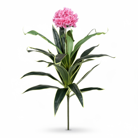 Hortensie artificiala cu tija si frunze, 140 cm, roz intens, Ruyidecor