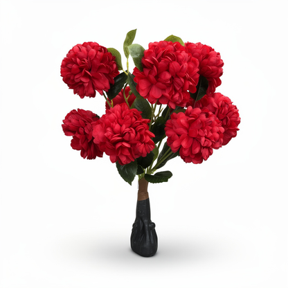 Planta bujor artificiala cu 7 flori, 85 cm, Ruyidecor - Rosu
