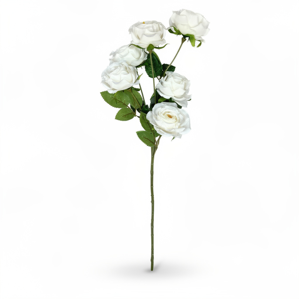 Crenguță Florală Artificială cu 6 Trandafiri 85 cm, Diverse Culori, cu Frunze Decorative Verzi, pentru Decor Interior - 2